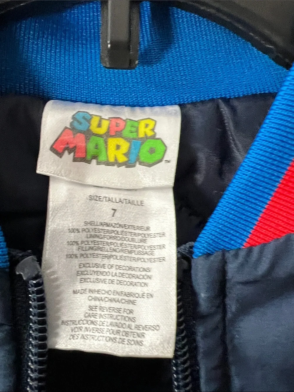 Nintendo Super Mario Navy Jacket with Blue & Red Trim